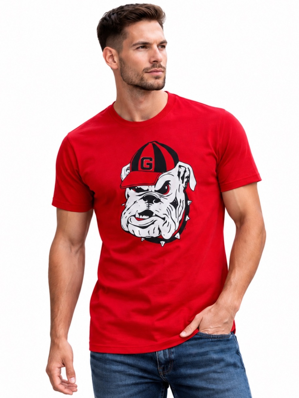 Russell Athletic Georgia Bulldogs UGA Graphic T-Shirt Red Men’s —M